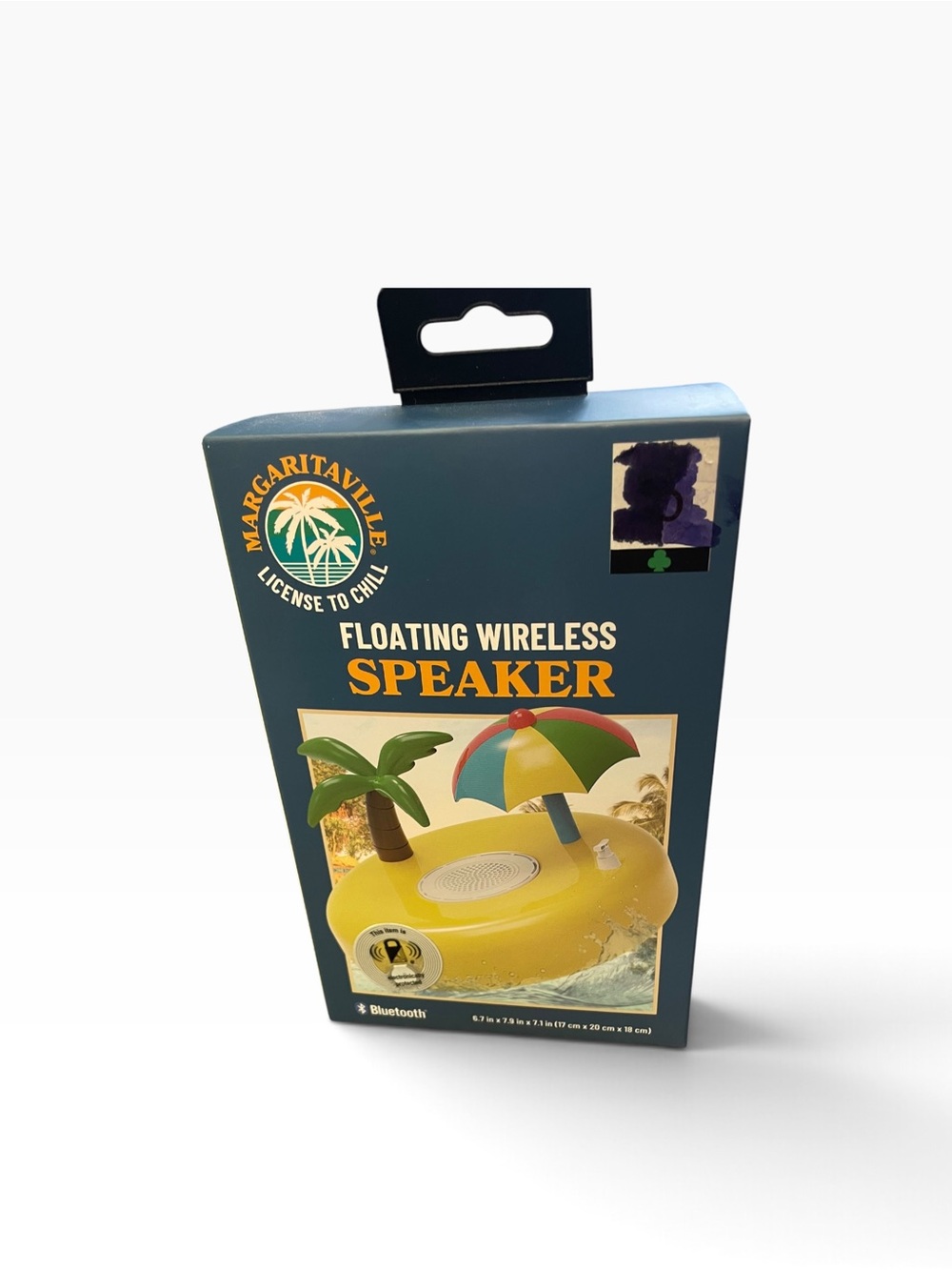 Margaritaville Yellow Floating Wireless Speaker with Palm & Umbrella Accents